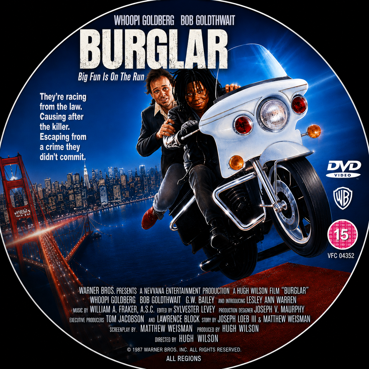 BURGLAR (1987) Whoopi Goldberg, Bobcat Goldthwait, G.W. Bailey, Lesley Ann Warren, James Hand - Public Domain Movie DVD NO CASE