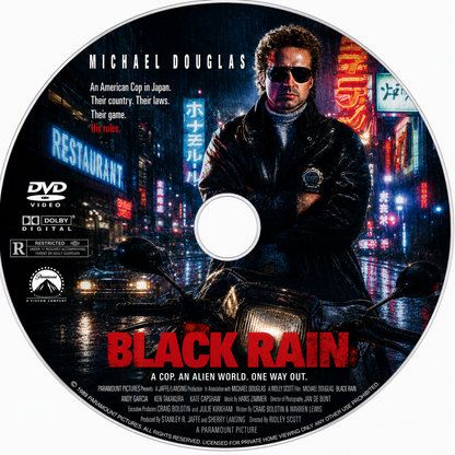 BLACK RAIN (1989) Michael Douglas, Andy García, Ken Takakura, Kate Capshaw and Yūsaku Matsuda. - Public Domain Movie DVD NO CASE