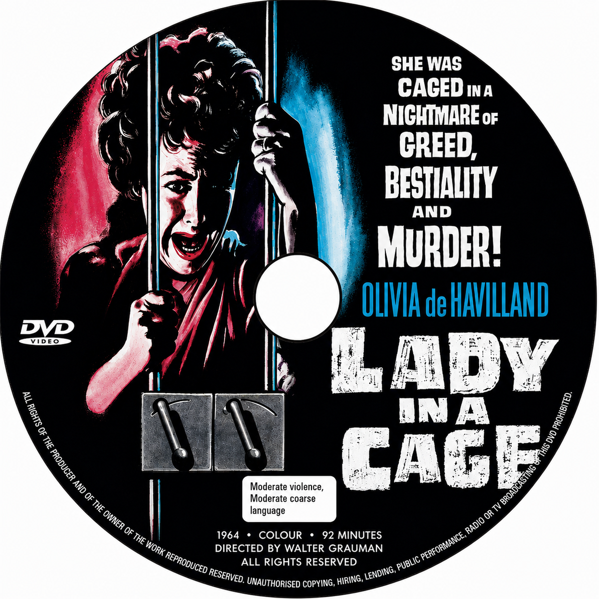 LADY IN THE CAGE - James Caan, Olivia de Havilland - Public Domain DVD NO CASE