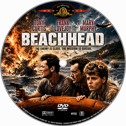 BEACHHEAD (1953) Tony Curtis, Skip Homeier, Frank Lovejoy - Public Domain Movie DVD NO CASE