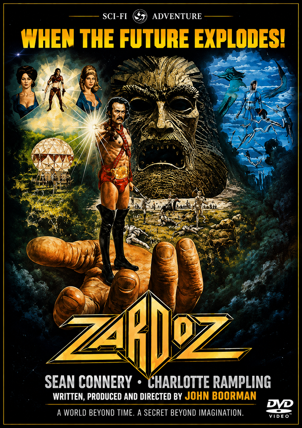 ZARDOZ (1974) Sean Connery – Charlotte Rampling – Sara Kestelman – John Alderton - Public Domain Movie DVD NO CASE