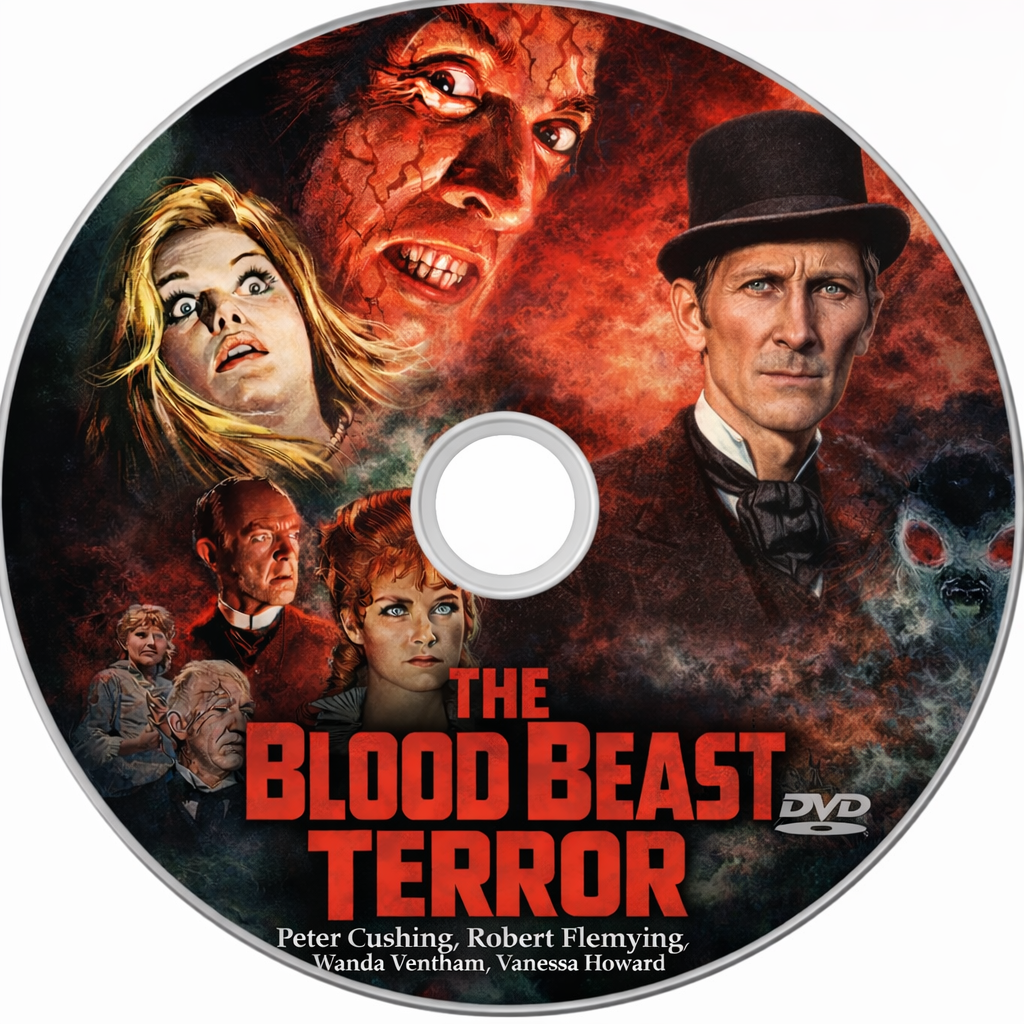 THE BLOOD BEAST TERROR (1968) Peter Cushing ,Robert Flemyng ,Wanda Ventham ,Vanessa Howard - DVD, Public Domain DVD NO CASE