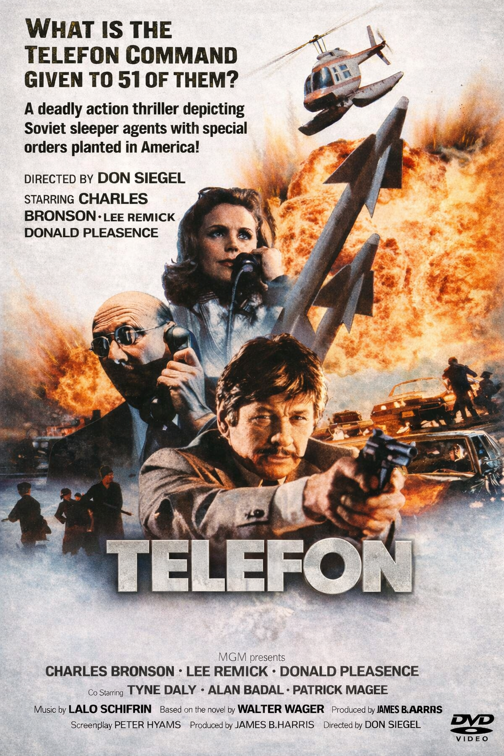 TELEFON (1977) Charles Bronson, Lee Remick, Tyne Daly, Alan Badel, Patrick Magee, Donald Pleasence - DVD, Public Domain DVD NO CASE