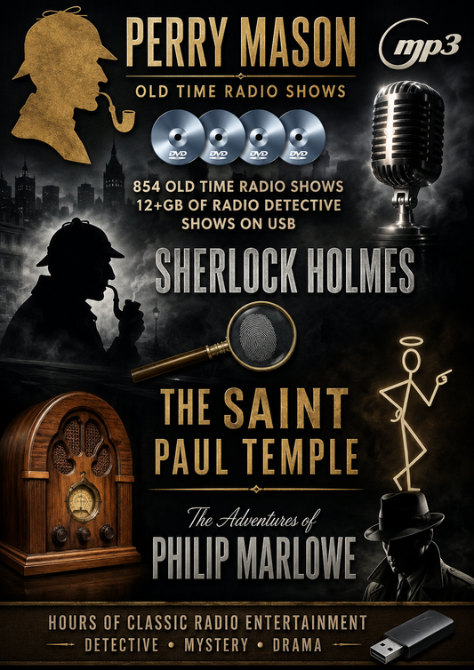 DETECTIVE OLD TIME RADIO SHOWS X854 (Inc SHERLOCK HOLMES) ON DVDROM