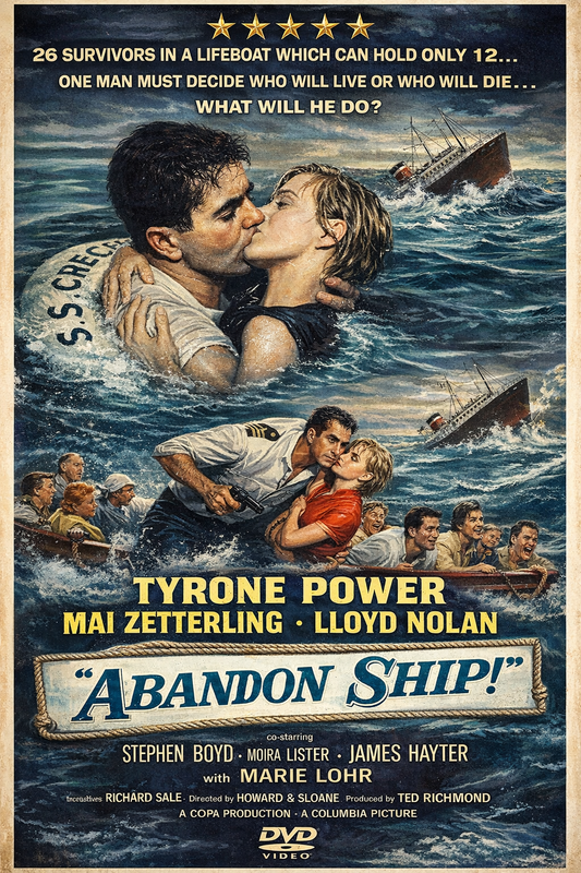 ABANDON SHIP (1957) - LLOYD NOLAN,TYRONE POWER - Public Domain DVD NO CASE