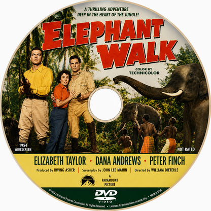 ELEPHANT WALK (1954) Elizabeth Taylor, Dana Andrews, Peter Finch, Abraham Sofaer - Public Domain Movie DVD NO CASE