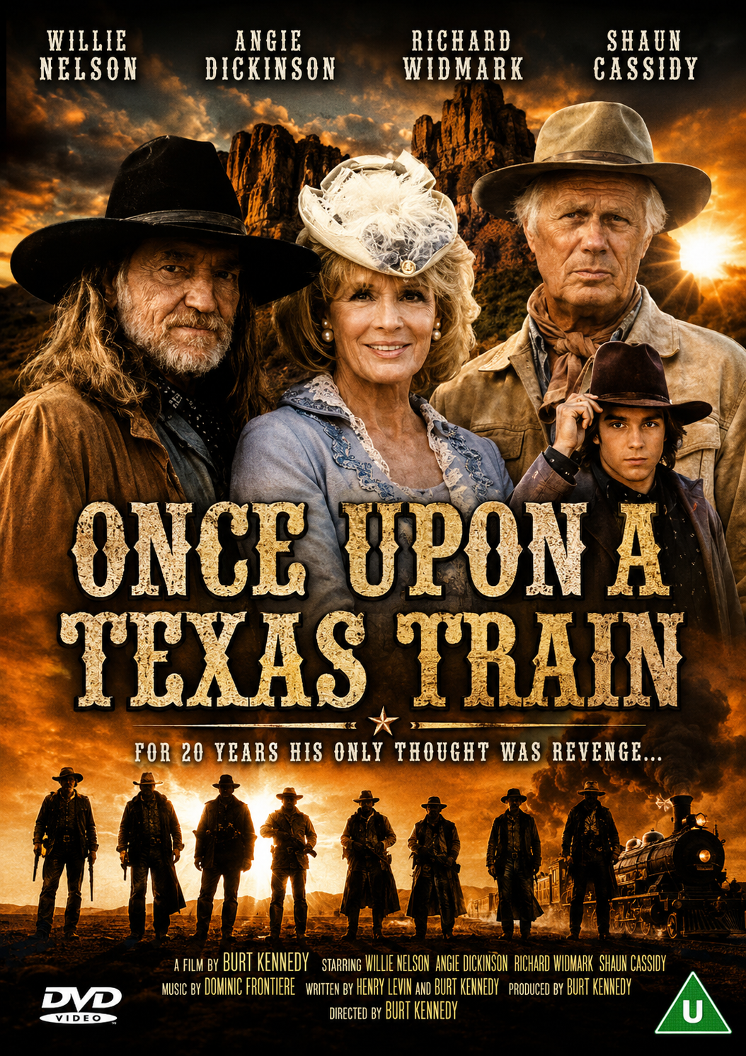 ONCE UPON A TEXAS TRAIN (1988) Willie Nelson,Richard Widmark,Shaun Cassidy,Chuck Connors,Ken Curtis - Public Domain DVD NO CASE RARE !