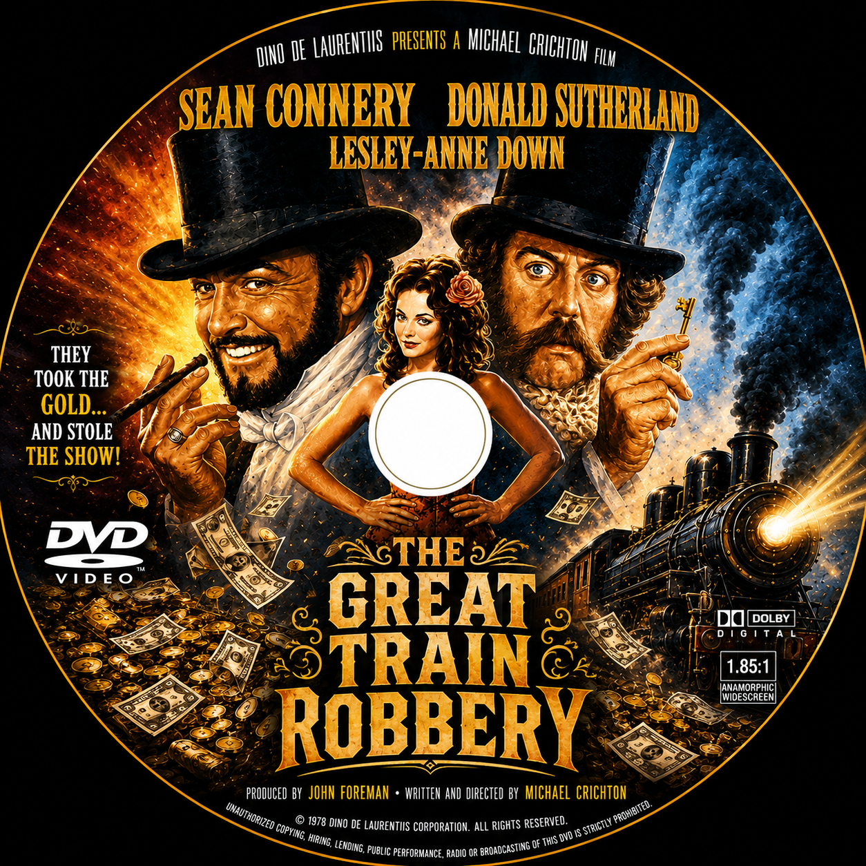 THE GREAT TRAIN ROBBERY (1978) Donald Sutherland, Lesley-Anne Down, Sean Connery - Public Domain DVD NO CASE