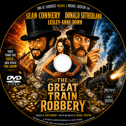 THE GREAT TRAIN ROBBERY (1978) Donald Sutherland, Lesley-Anne Down, Sean Connery - Public Domain DVD NO CASE