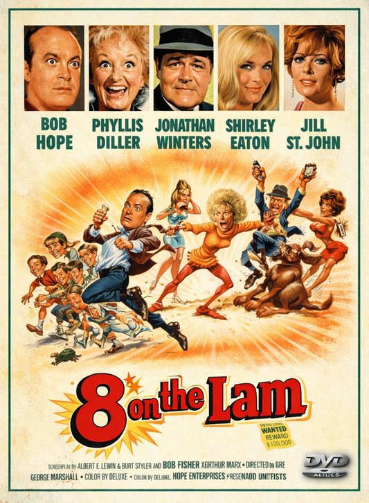 EIGHT ON THE LAM (1967) Bob Hope, Phyllis Diller -  Public Domain DVD NO CASE