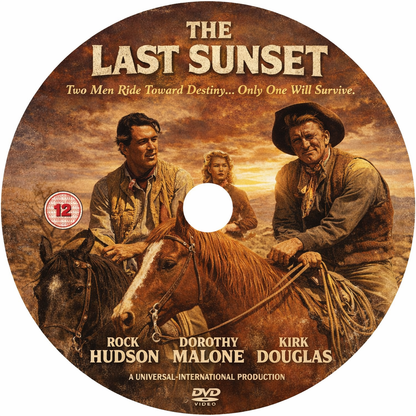 THE LAST SUNSET (1961) Rock Hudson, Kirk Douglas - Public Domain DVD NO CASE