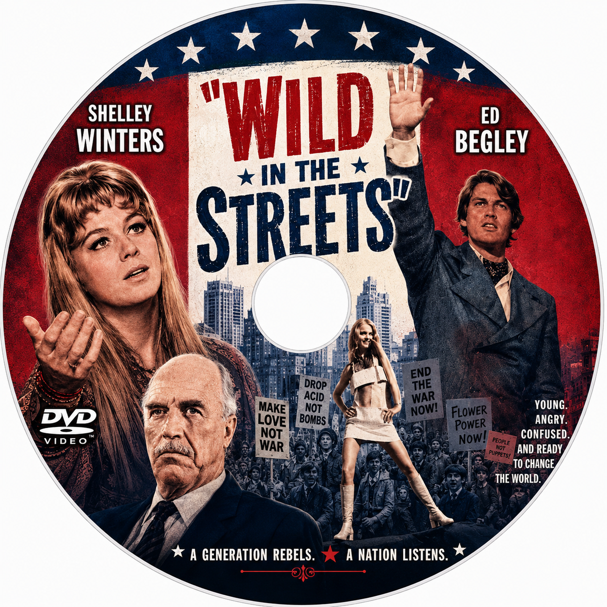WILD IN THE STREETS (1968) Shelley Winters,Ed Begley - Public Domain DVD NO CASE