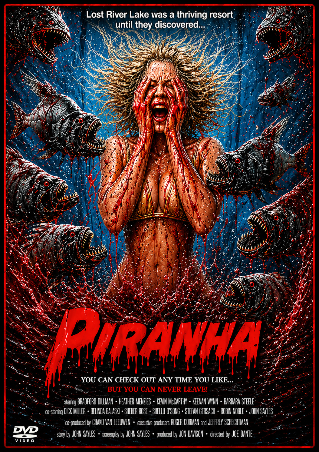 PIRANHA (1978) Bradford Dillman, Heather Menzies, Kevin McCarthy, Keenan Wyn - Public Domain Movie DVD NO CASE