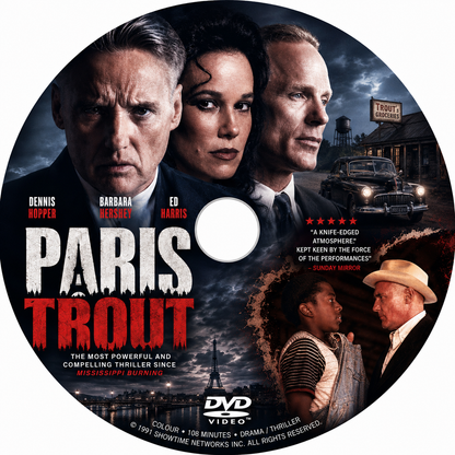 PARIS TROUT (1991) Dennis Hopper • Barbara Hershey • Ed Harris  - Public Domain DVD NO CASE RARE !