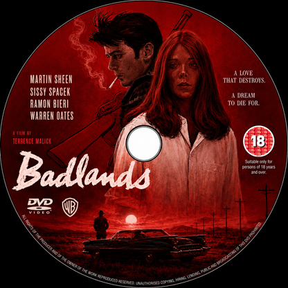 BADLANDS (1973) Martin Sheen, Sissy Spacek, Warren Oates, Ramon Bieri - PUBLIC DOMAIN DVD ONLY NO CASE