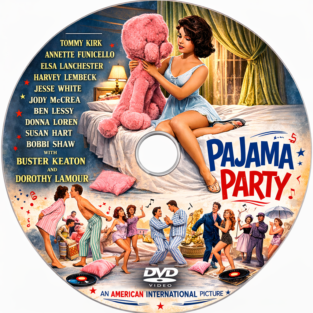 PAJAMA PARTY (1964) Tommy Kirk, Harvey Lembeck - Public Domain DVD NO CASE