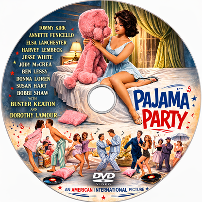 PAJAMA PARTY (1964) Tommy Kirk, Harvey Lembeck - Public Domain DVD NO CASE