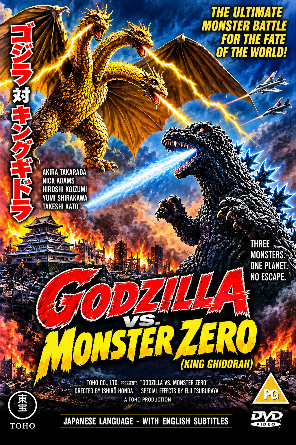 Godzilla vs. Monster Zero (1965) Akira Takarada • Nick Adams • Kumi Mizuno • Keiko Sawai • Jun Tazaki • Akira Kubo • Yoshio Tsuchiya  - Public Domain Movie DVD NO CASE