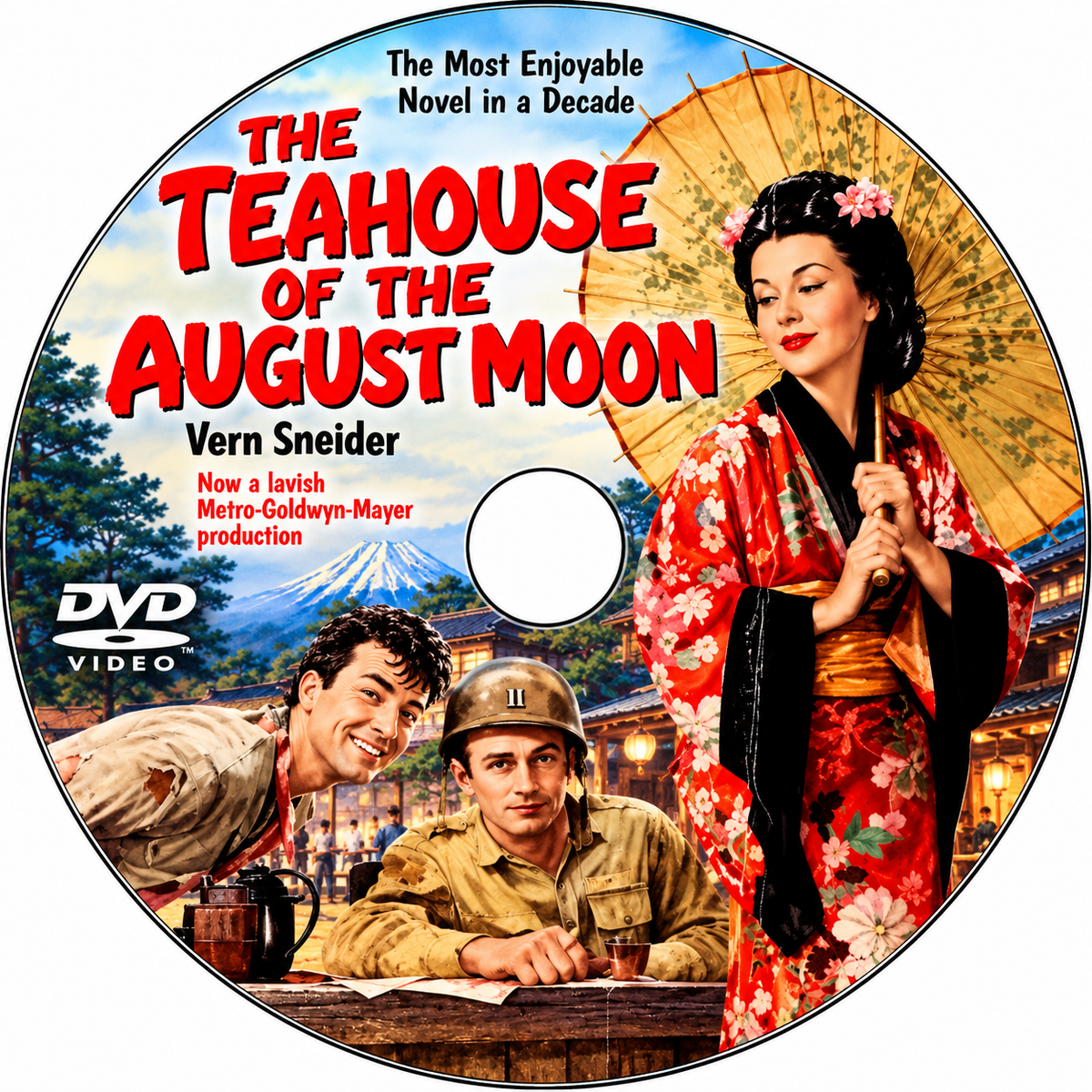 THE TEAHOUSE OF THE AUGUST MOON (1956) Marlon Brando, Glenn Ford, Machiko Kyō, Eddie Albert, Paul Ford - PUBLIC DOMAIN DVD ONLY NO CASE