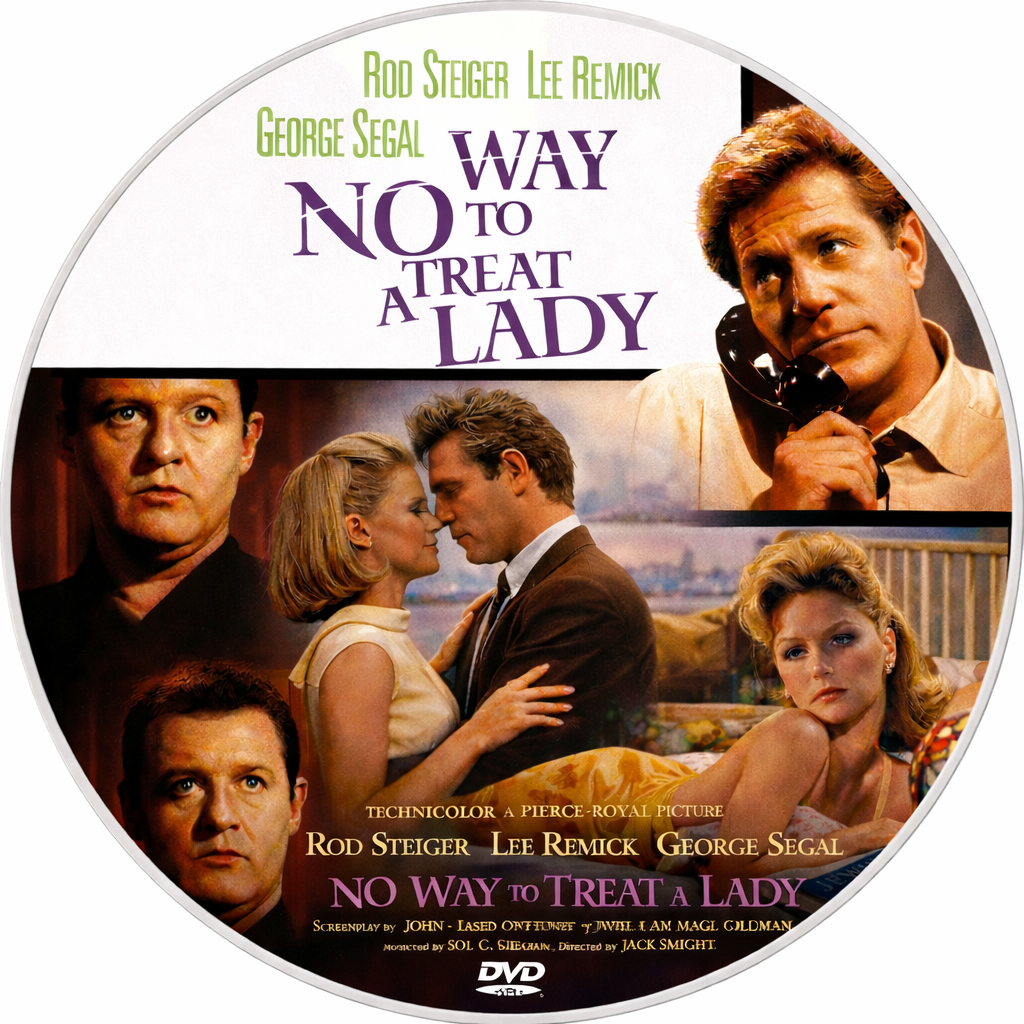 NO WAY TO TREAT A LADY (1968) Rod Steiger Lee Remick, Public Domain DVD NO CASE