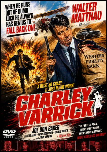 CHARLEY VARRICK (1973) Walter Matthau,Andrew Robinson,Joe Don Baker,John Vernon,Felicia Farr - Public Domain Movie DVD NO CASE