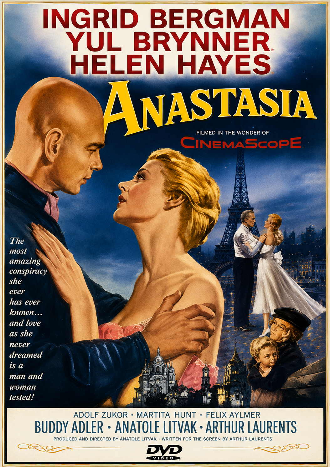 ANASTASIA (1956) Ingrid Bergman • Yul Brynner • Helen Hayes • Akim Tamiroff • Martita Hunt • Felix Aylmer - Public Domain Movie DVD NO CASE