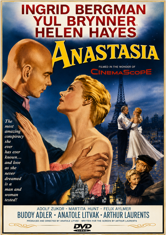 ANASTASIA (1956) Ingrid Bergman • Yul Brynner • Helen Hayes • Akim Tamiroff • Martita Hunt • Felix Aylmer - Public Domain Movie DVD NO CASE