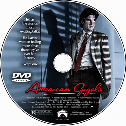 AMERICAN GIGILO (1980) Richard Gere • Lauren Hutton • Hector Elizondo • Nina van Pallandt • Bill Duke  - PUBLIC DOMAIN DVD ONLY NO CASE