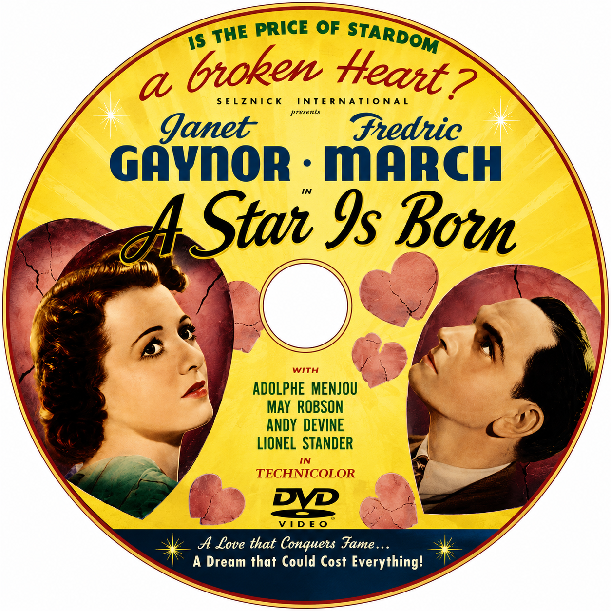 A STAR IS BORN (1937) Janet Gaynor, Fredric March, Adolphe Menjou, May Robson, Andy Devine - Public Domain Movie DVD NO CASE