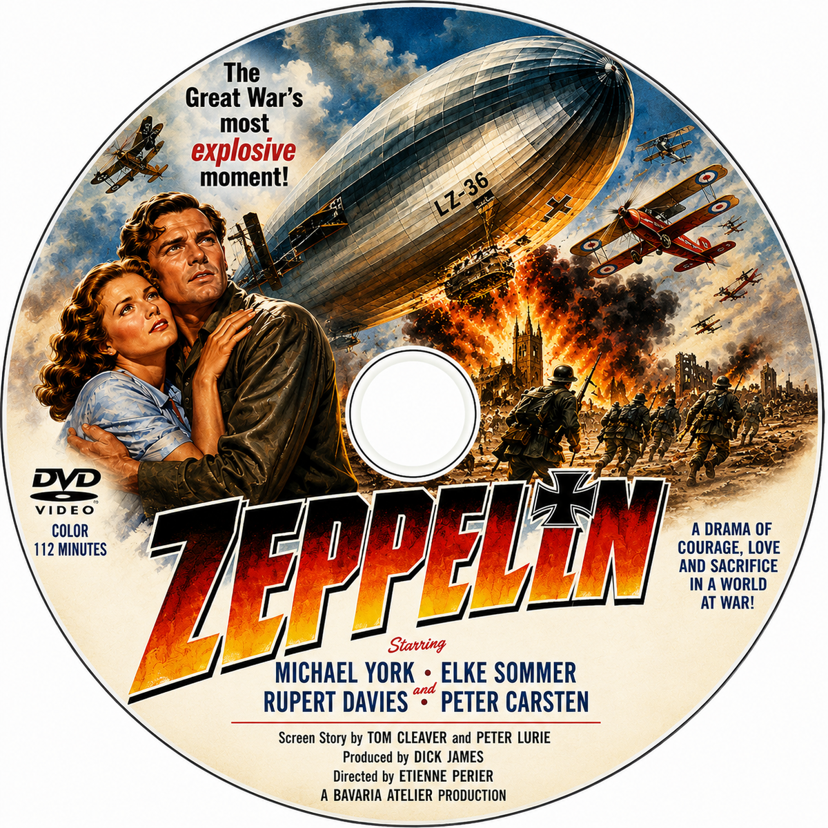 ZEPPELIN (1971) Michael York,Elke Sommer,Peter Carsten - Public Domain DVD NO CASE