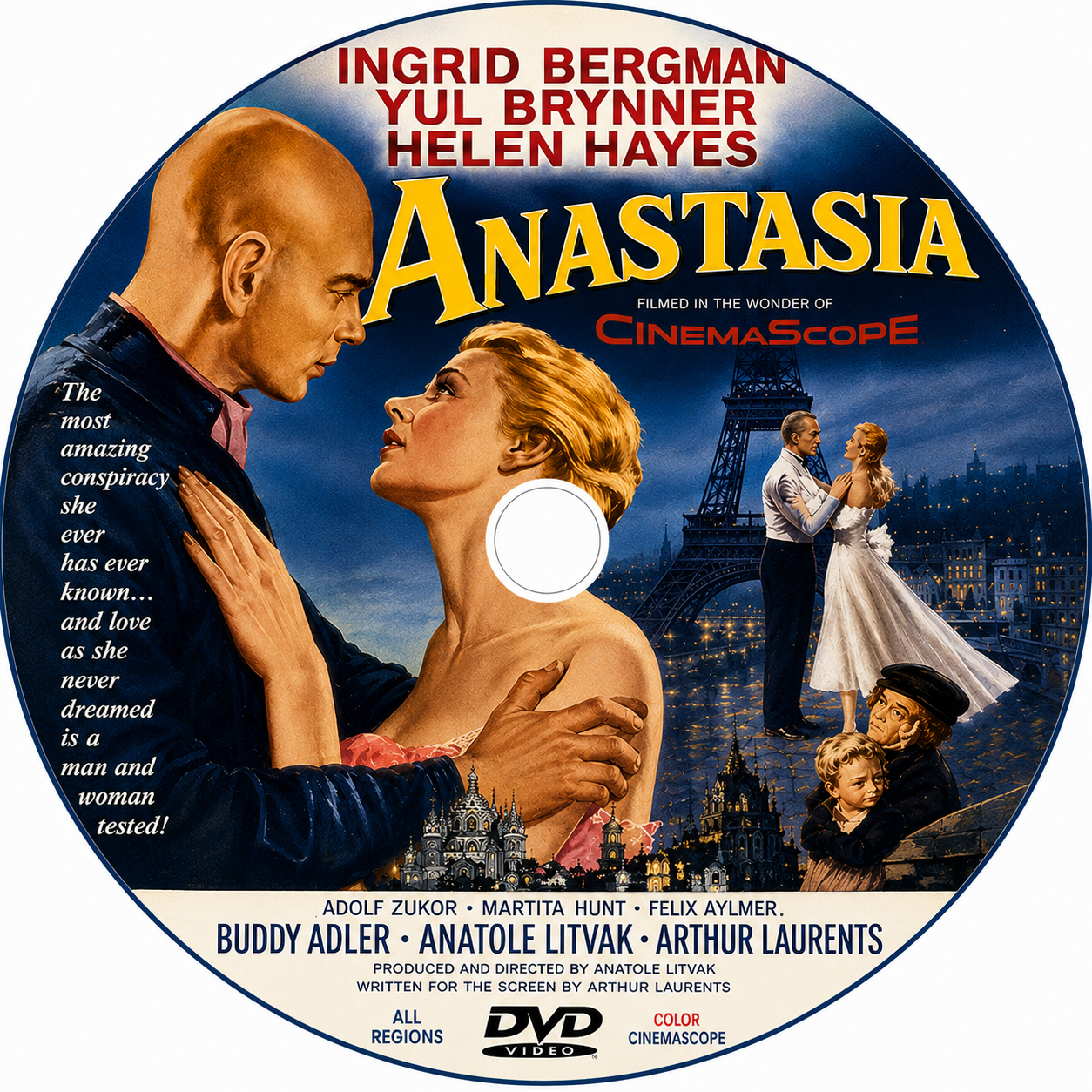 ANASTASIA (1956) Ingrid Bergman • Yul Brynner • Helen Hayes • Akim Tamiroff • Martita Hunt • Felix Aylmer - Public Domain Movie DVD NO CASE