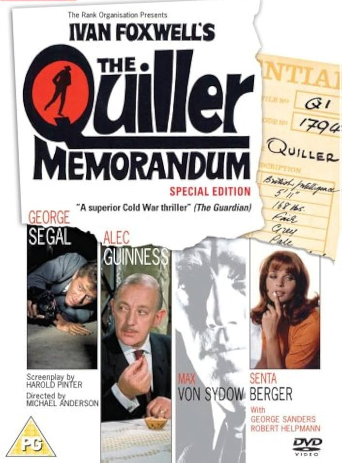 THE QUILLER MEMERANDUM (1966) Senta Berger, George Segal, George Sanders, Alec Guinness, Max von Sydow - DVD NO CASE