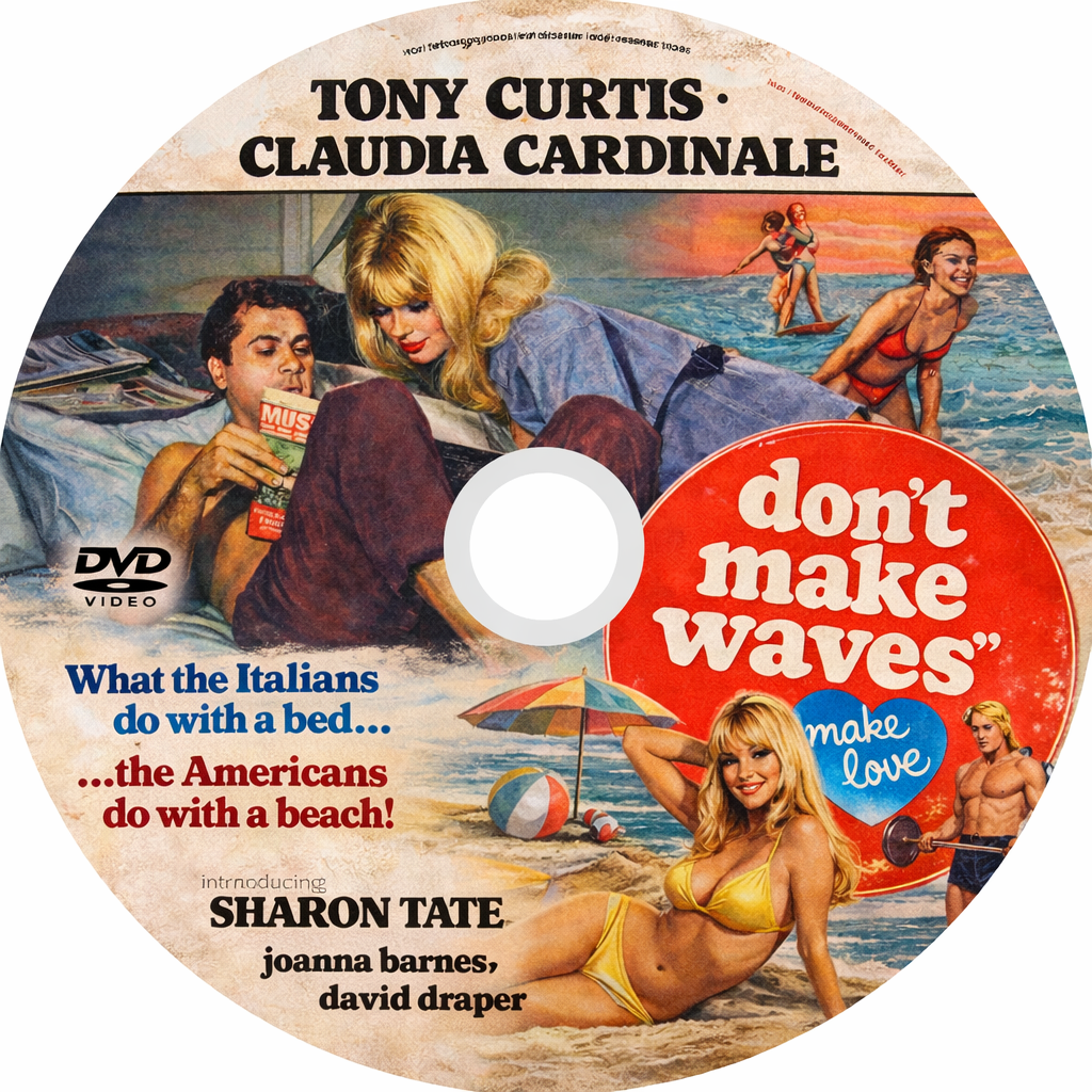 DON'T MAKE WAVES (1967) Tony Curtis ,Claudia Cardinale ,Sharon Tate ,Robert Webber - DVD Public Domain DVD NO CASE