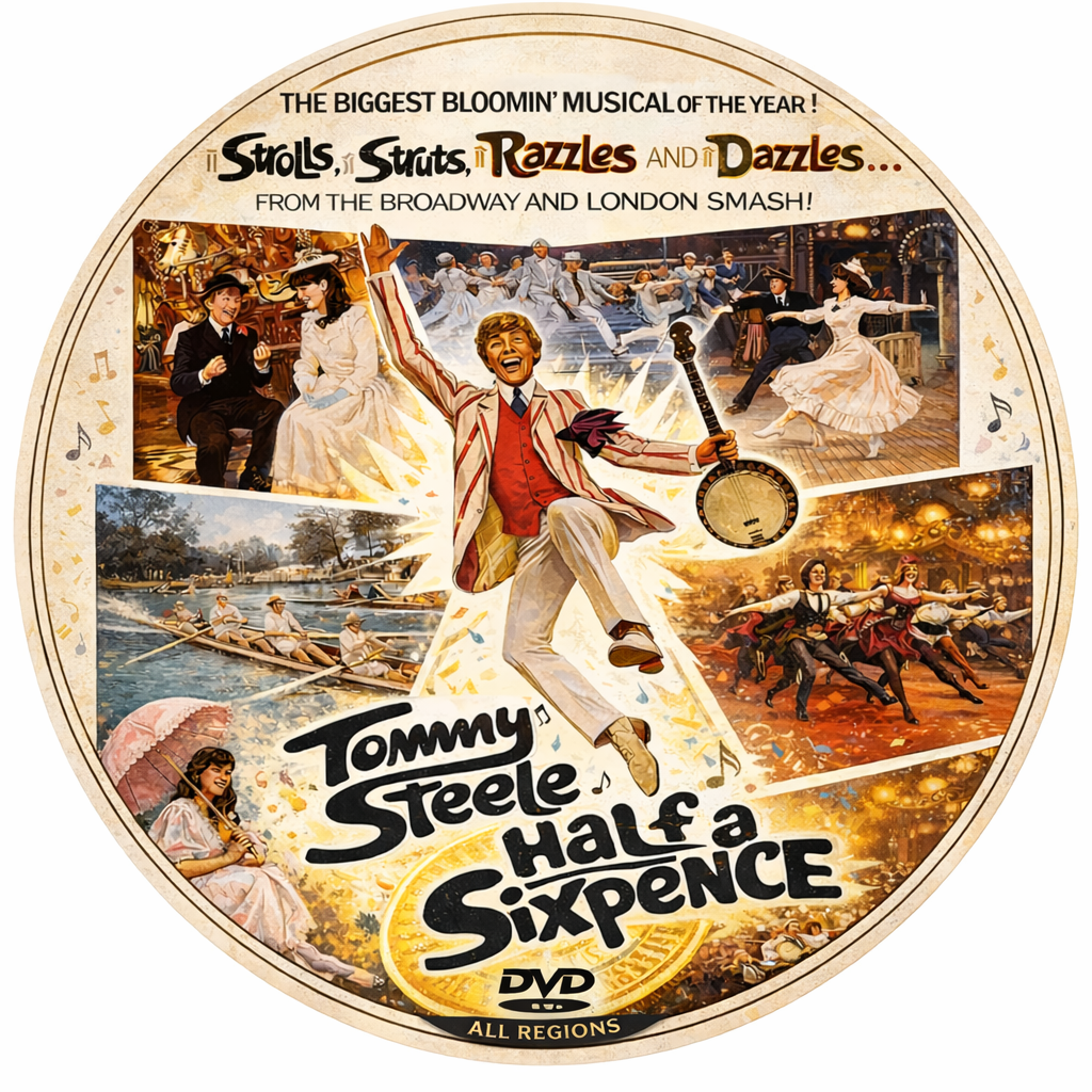 HALF A SIXPENCE  (1967) - DVD - TOMMY STEELE - Public Domain DVD NO CASE
