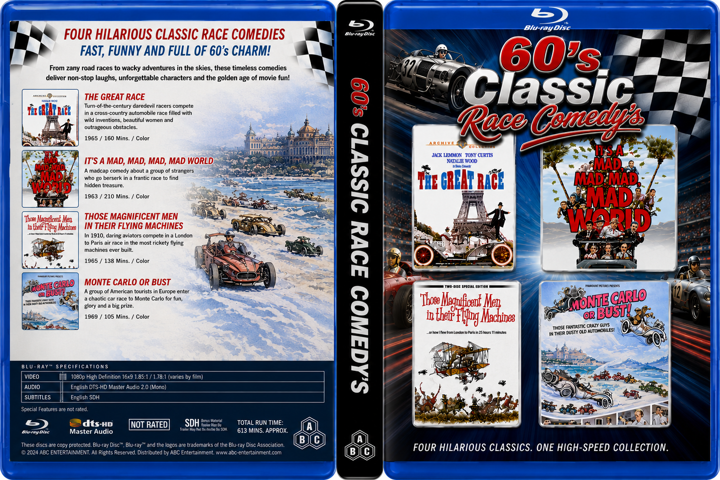 MONTE CARLO OR BUST (1960's) + 3 MOVIES -Public Domain Movies BLU-RAY With Case & Cover