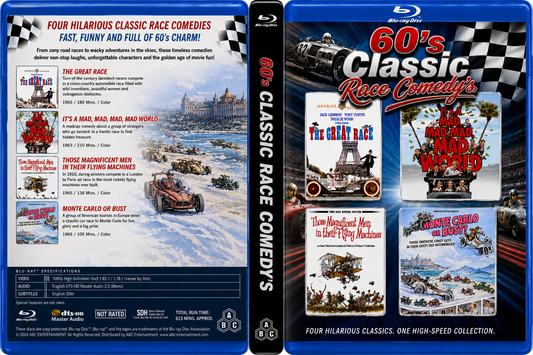 MONTE CARLO OR BUST (1960's) + 3 MOVIES -Public Domain Movies BLU-RAY With Case & Cover
