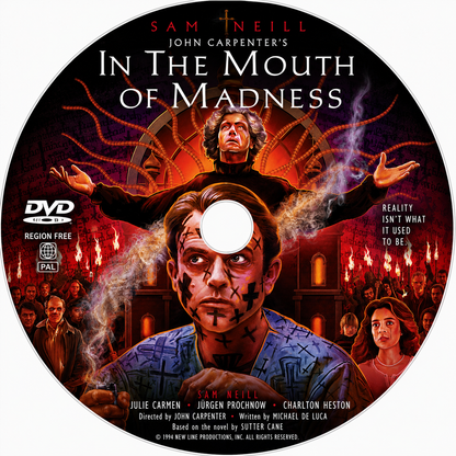 IN THE MOUTH OF MADNESS (1994) Sam Neill, Julie Carmen, Jürgen Prochnow, Charlton Heston - DVD NO CASE