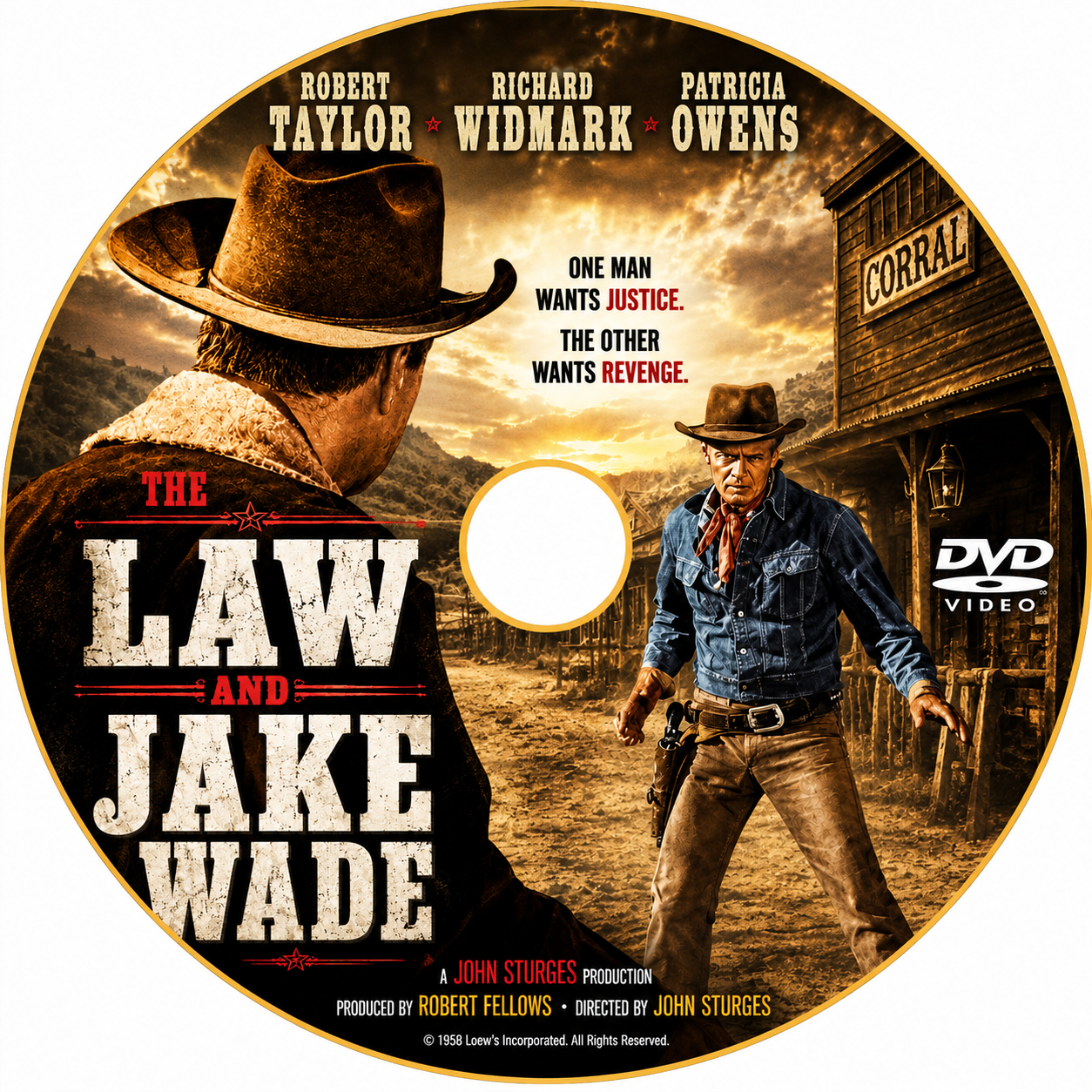 THE LAW AND JAKE WADE (1958) Robert Taylor, Richard Widmark, Patricia Owens, Robert Middleton, Henry Silva - Public Domain DVD NO CASE