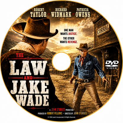THE LAW AND JAKE WADE (1958) Robert Taylor, Richard Widmark, Patricia Owens, Robert Middleton, Henry Silva - Public Domain DVD NO CASE