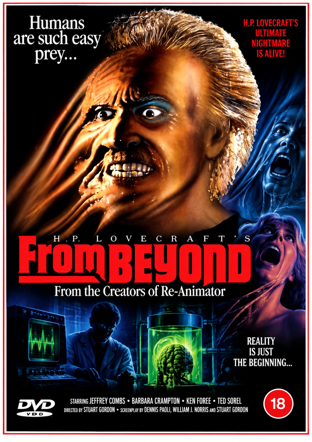 FROM BEYOND (1986) Jeffrey Combs • Barbara Crampton • Ken Foree • Ted Sorel - Public Domain Movie DVD NO CASE