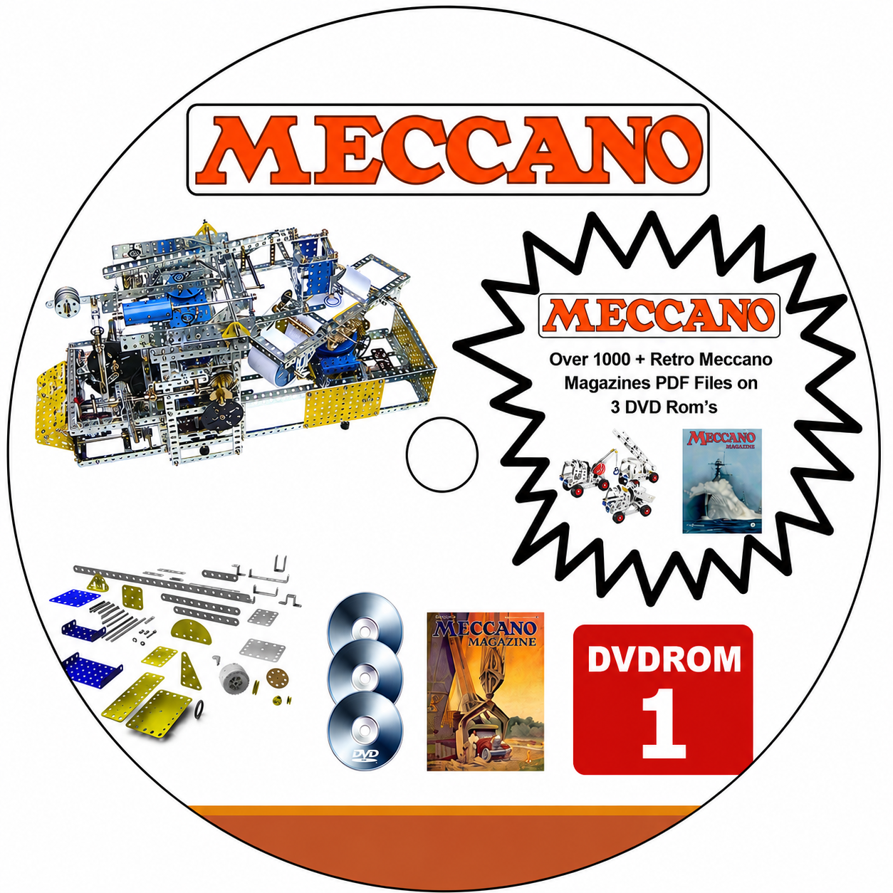 MECCANO MAGAZINES 1000 + MANUALS & PROJECTS ETC COLLECTION ALL EDITIONS FROM 1906-1989 on X3 DVDROM's + Manuals