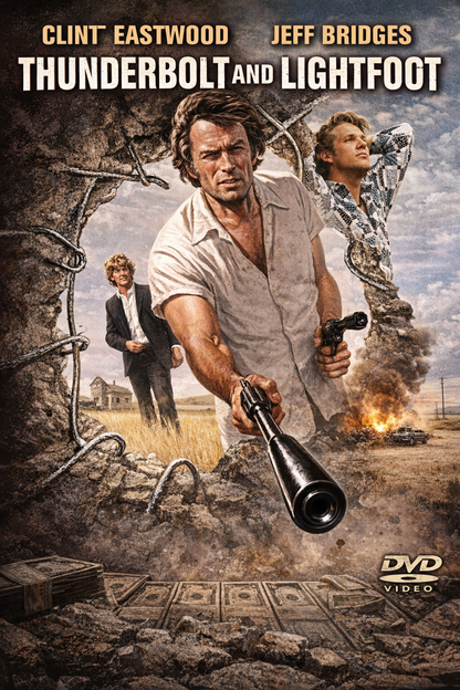 THUNDERBOLT AND LIGHTFOOT (1974) Clint Eastwood ,Jeff Bridges ,George Kennedy  - Public Domain Movie DVD NO CASE