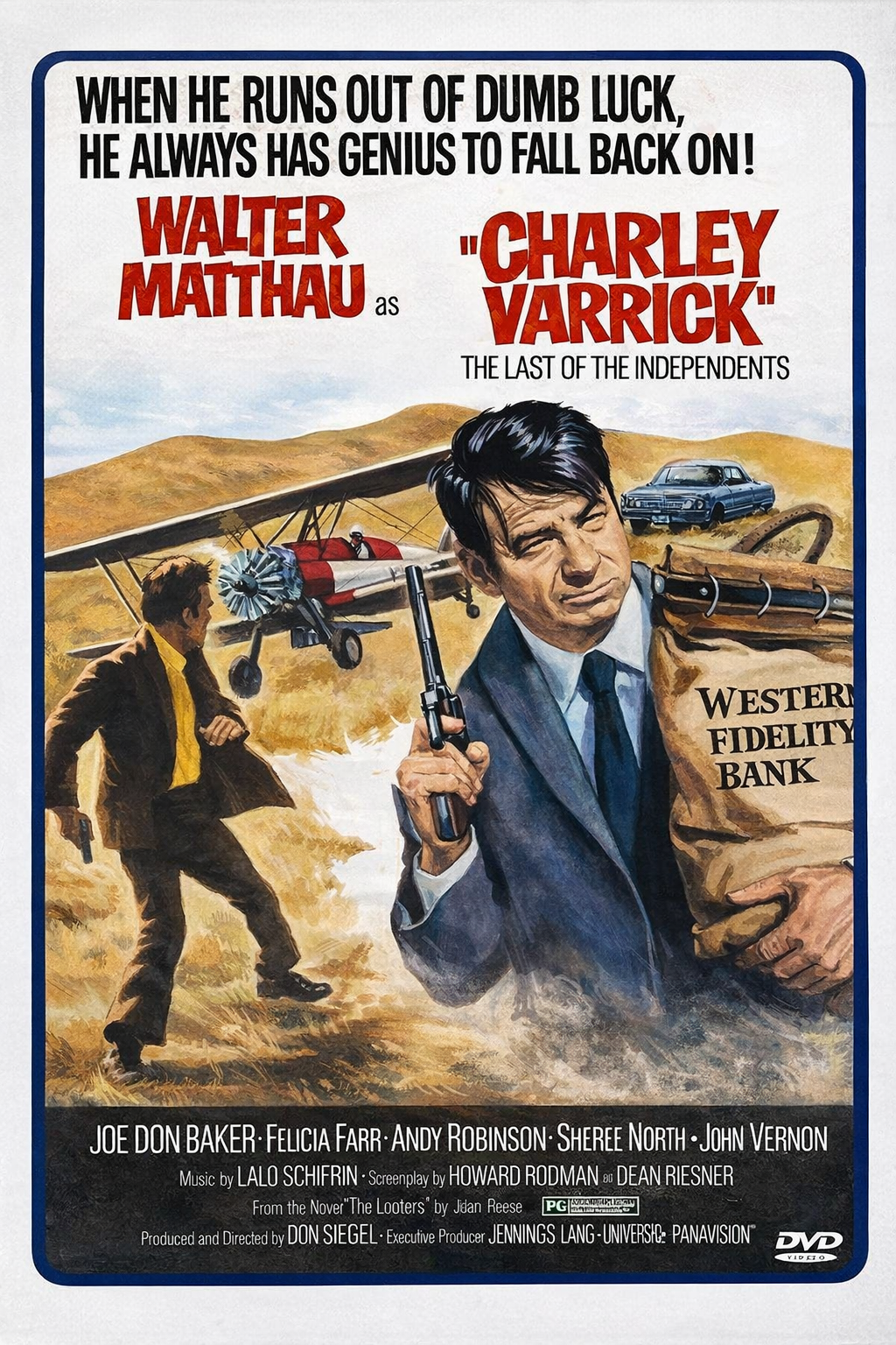 CHARLEY VARRICK (1973) Walter Matthau,Andrew Robinson,Joe Don Baker,John Vernon,Felicia Farr - Public Domain Movie DVD NO CASE