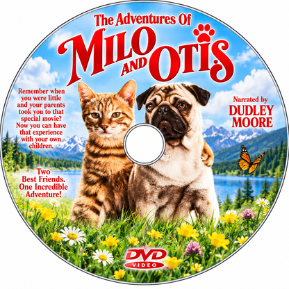 THE ADVENTURES OF MILO AND OTIS (1986) Starring - Narration Dudley Moore• DVD NO CASE