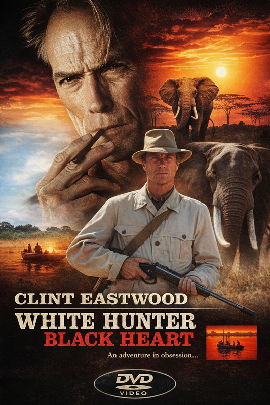 WHITE HEART BLACK HUNTER (1990) Clint Eastwood, Burt Reynolds  - Public Domain Movie DVD NO CASE