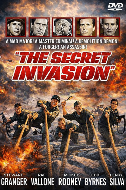 THE SECRET INVASION (1964) Mickey Rooney - Public Domain Movie DVD NO CASE