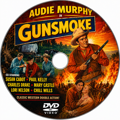 GUNSMOKE  (1953) Audie Murphy,Susan Cabot,Paul Kelly - Public Domain DVD NO CASE