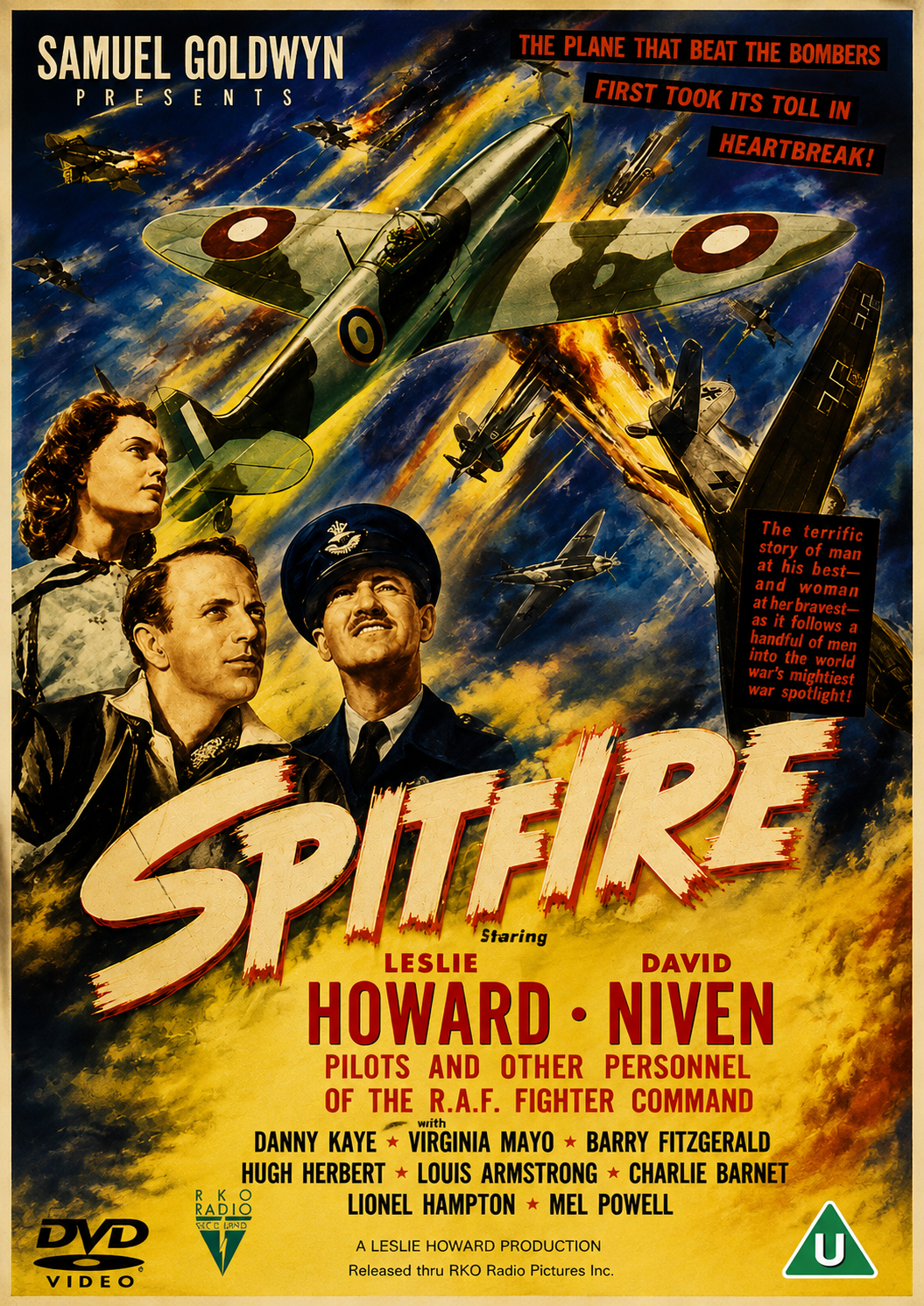SPITFIRE (1942) Leslie Howard, Davin Niven, Public Domain DVD NO CASE