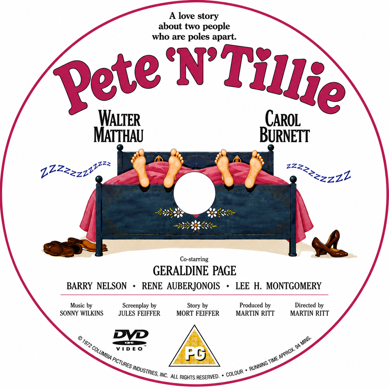 PETE 'N' TILLIE (1972) Starring - Walter Matthau, Carol Burnett, Geraldine Page, Barry Nelson, René Auberjonois &amp; Lee H. Montgomery - DVD NO CASE