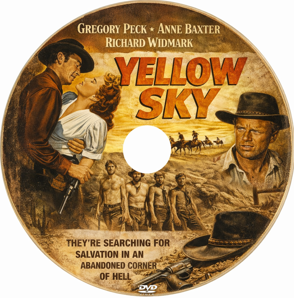 YELLOW SKY (1948) Richard Widmark,Gregory Peck - Public Domain DVD NO CASE